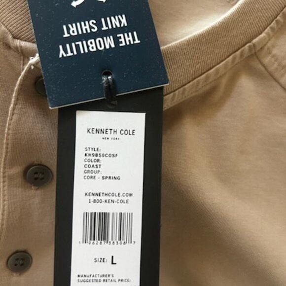 NWT New Kenneth Cole Men's 2 Way Stretch The Mobility Knit Shirt Henley - Picture 5 of 11